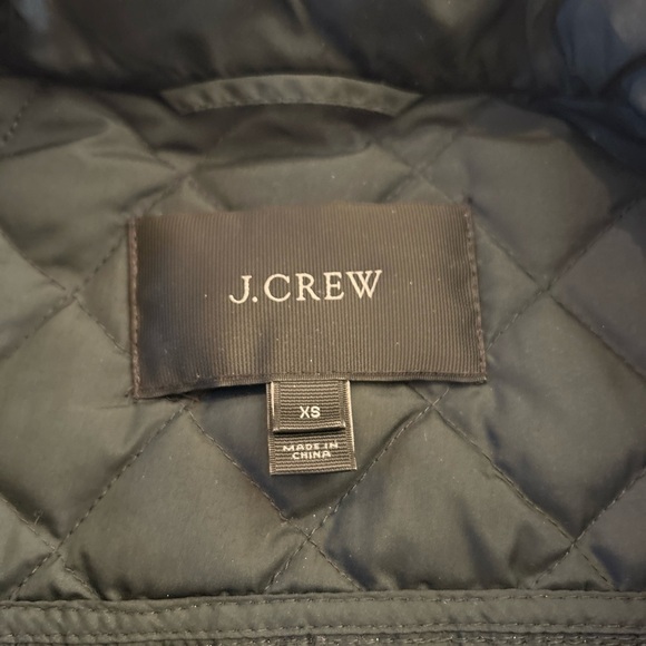 JCrew Quilted Puffer Jacket Full Zipper Snap Gold Button Front Womens XS Black - Picture 4 of 9